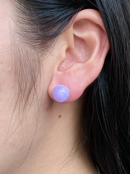 Cuiyu-Violet Bead Earrings, 10mm, rich purple and elegant